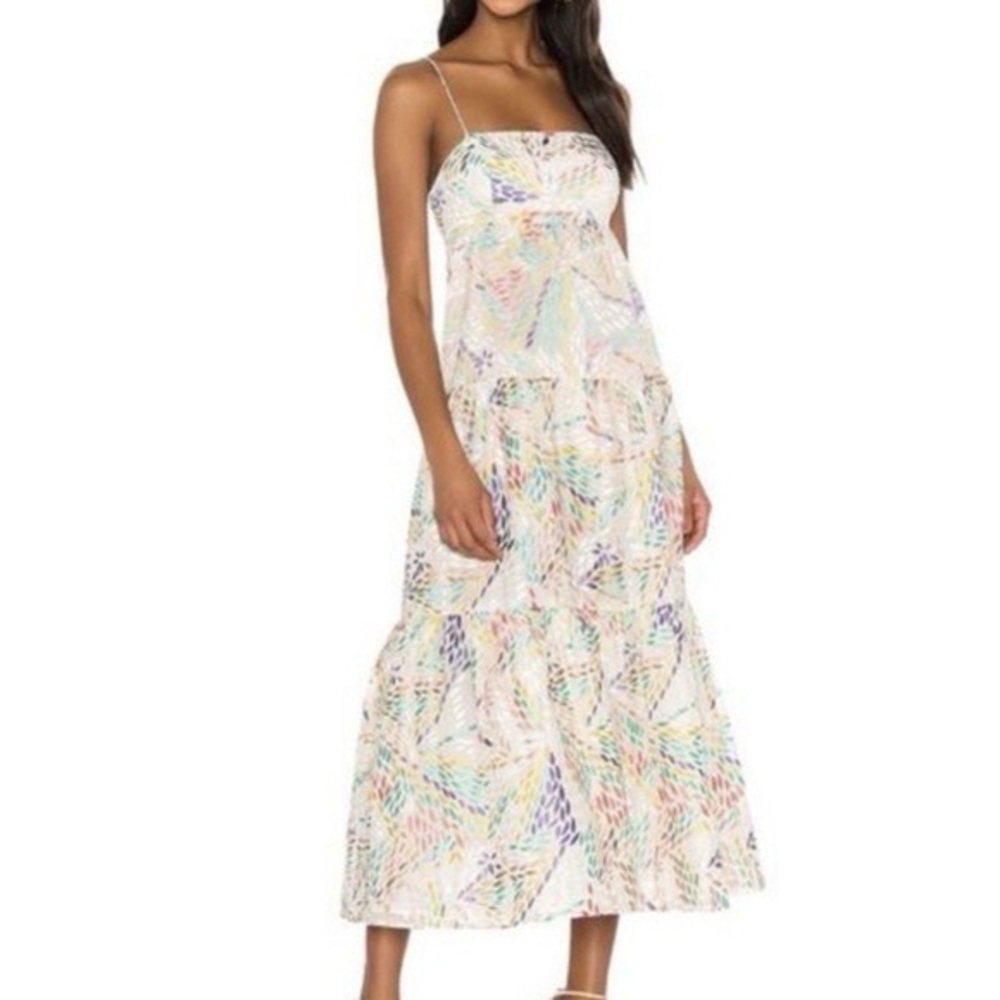 C/Meo Collective Womens Set Up Sleeveless Square Neck Tiered Midi Dress